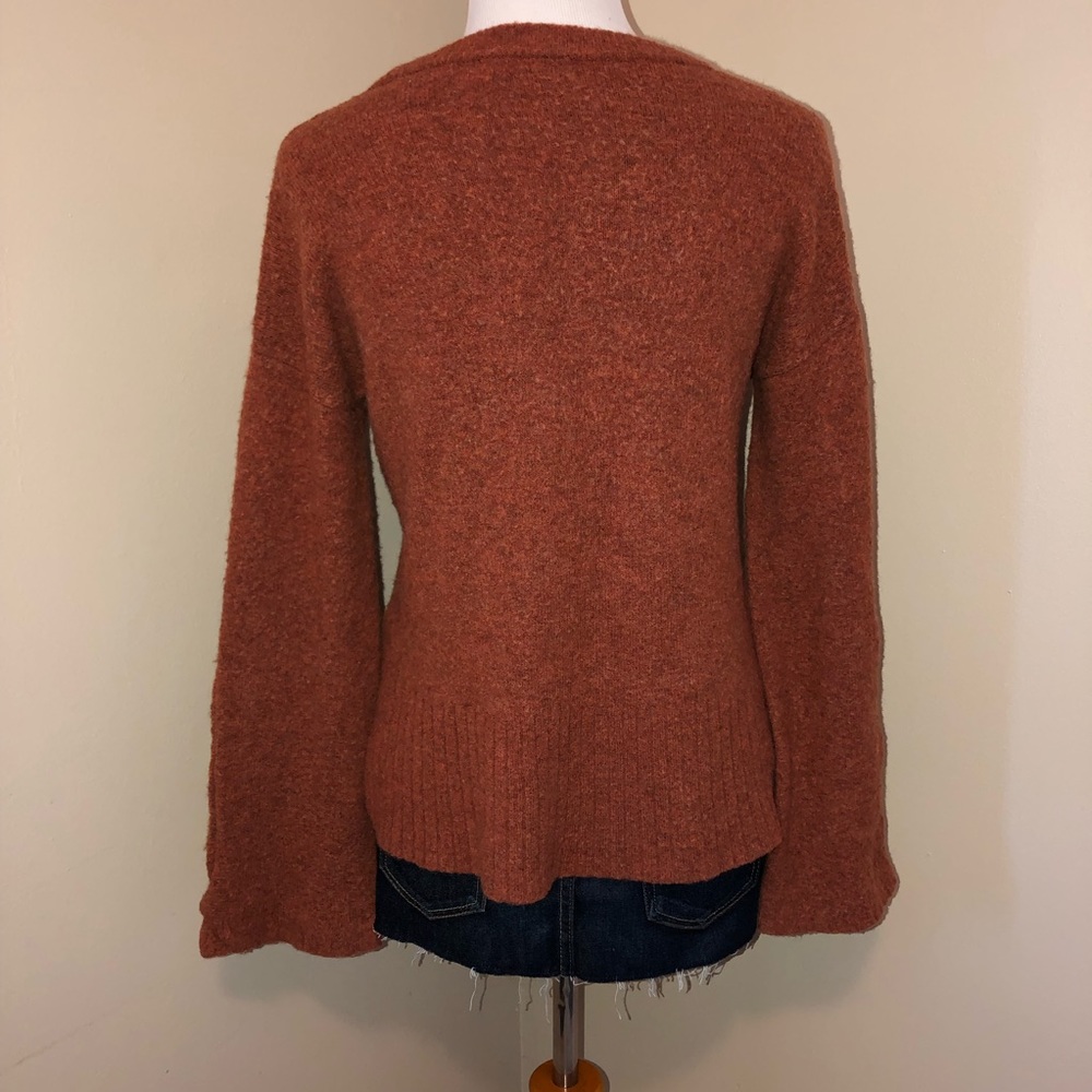 Madewell Rust Button Sleeve Pullover Sweater,Size… - image 3